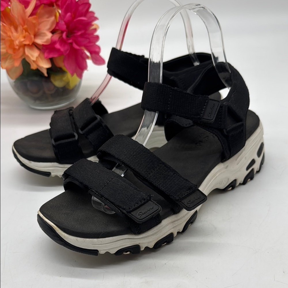Skechers Yoga Foam Black Adjustable Hiking Athletic Sandals Size 8 MCS8977M